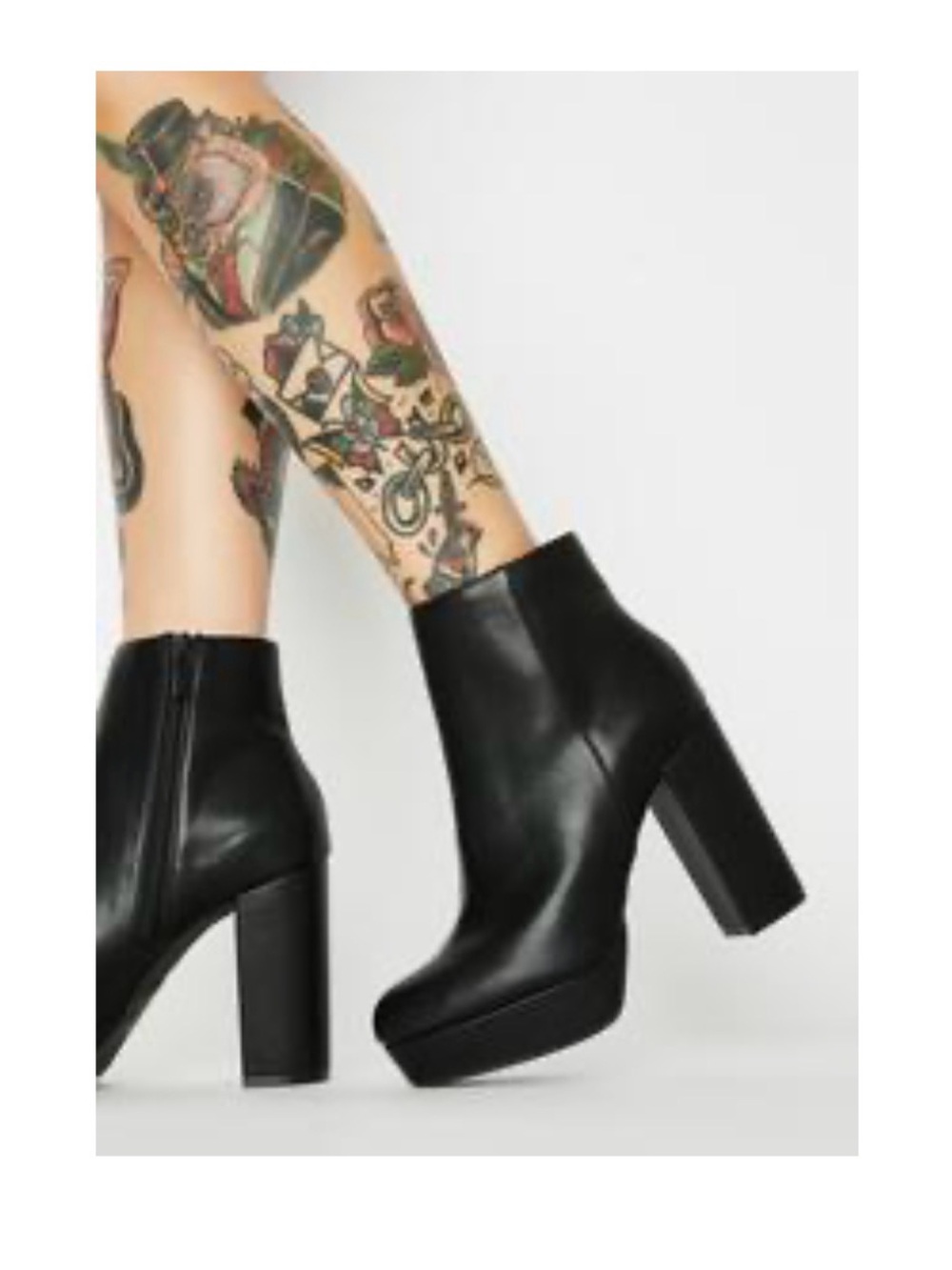 BAMBOO Black Platform Ankle Booties with Side Zip Closure 7.5